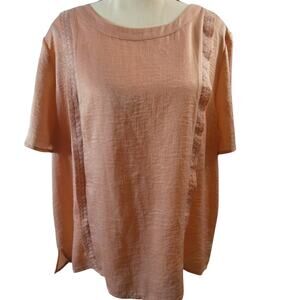 Two By Vince Camuto XL Satin Floral Blouse Pink Feminine Romantic